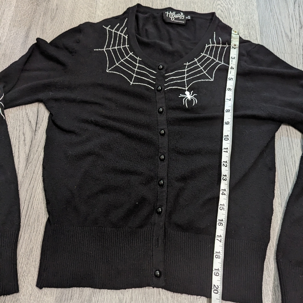 Hell Bunny Spider Web Cardigan Black Size Medium UK12 Goth Alt Retro - Picture 3 of 10